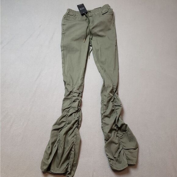 American Bazi - shirring denim jogger pants size small - olive - Picture 2 of 15